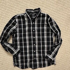 Chaps Men's Black and White Plaid Shirt